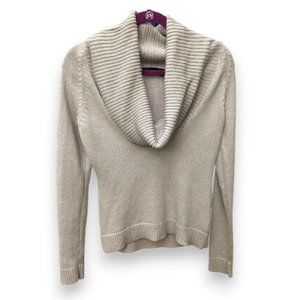 The Limited Deep Cowl Cropped Wool Pullover Sweater Neutral Oatmeal Beige size S